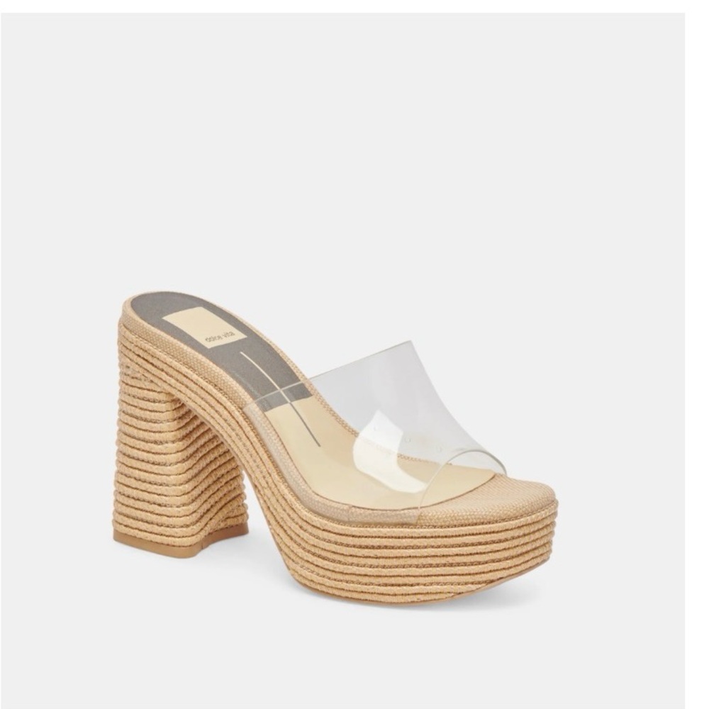 NWOB Dolce Vita Clear Strap Natural Platform Mule